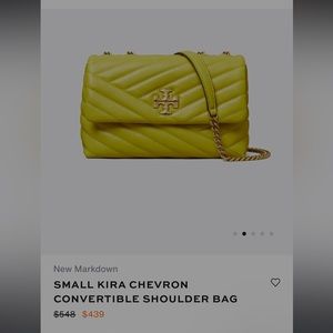 Tory Burch small yellow Kira Chevron convertible shoulder bag